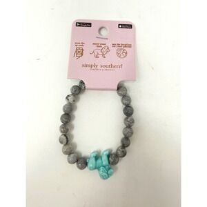 Simply Southern Lion Tracking Bracelet Conserve & Protect Grey Stone Turquoise